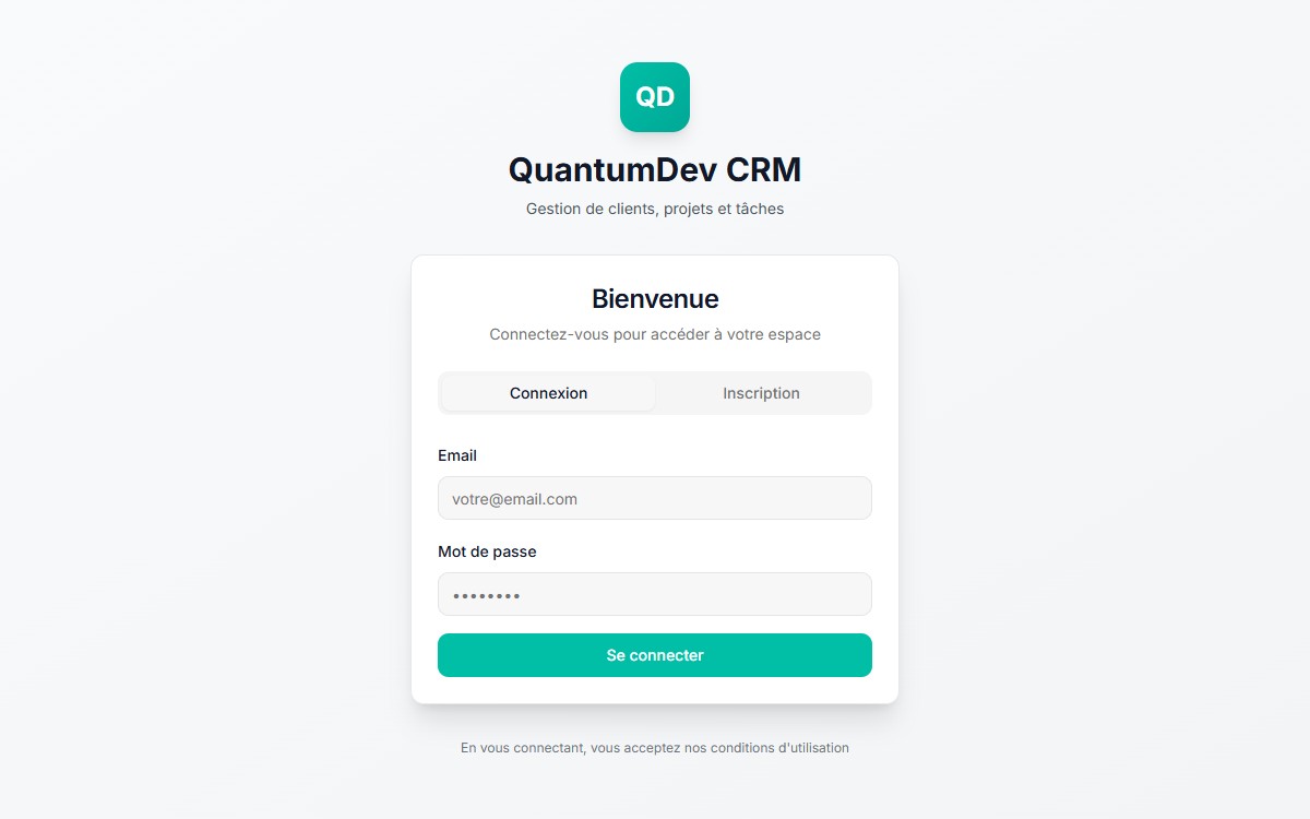 Capture d'écran de QuantumDev CRM