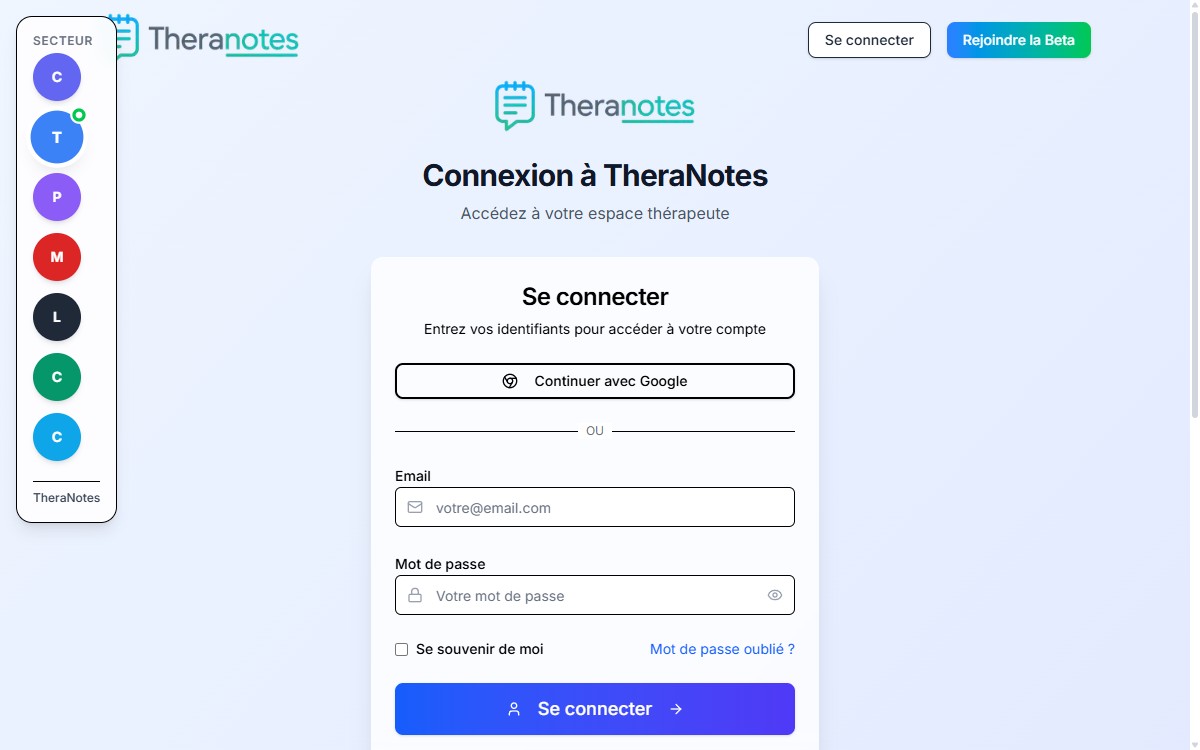 Capture d'écran de TheraNotes